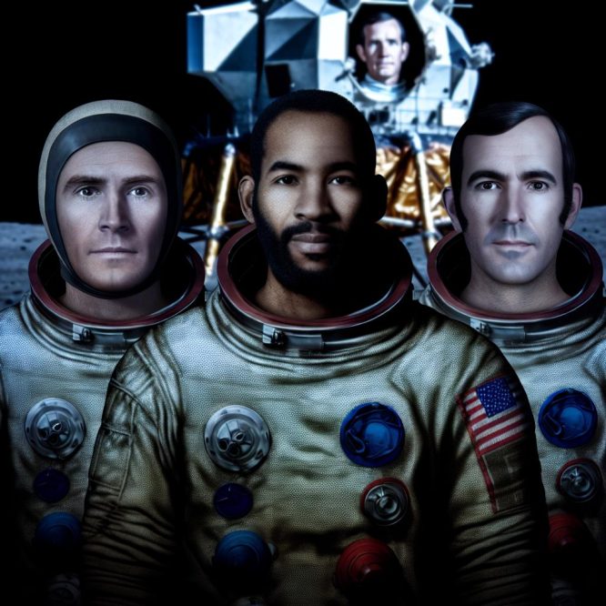 The crew of Apollo 11: Neil Armstrong, Buzz Aldrin, and Michael Collins.
